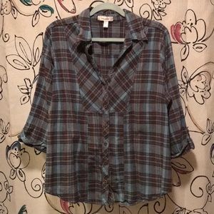 Turquoise and Brown Top